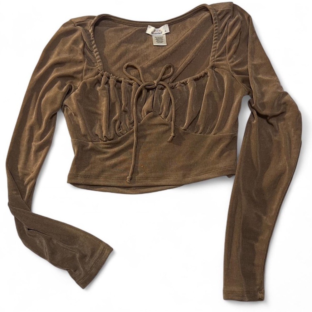 Brown Knit Crop Top by Romantics